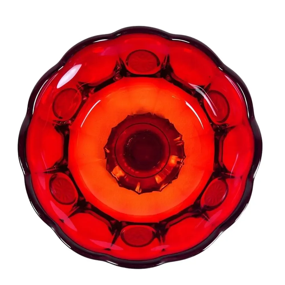 Fostoria Ruby Red Coin Glass Eagle Liberty Footed 8.5